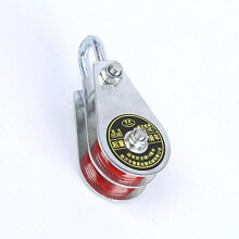 Double Pulley Block Iron Heavy-Duty Swivel Pulley 0.4T Capacity For Wire Rope Lifting Random Color