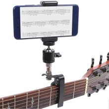 Smartphone Guitar Capo, Guitar Phone Holder, Acoustic Guitar Bass Head Phone Stand Guitar Accessories for Live Broadcast