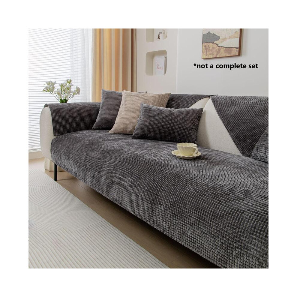 (Army Green, Extra long 4+ Seat (35.4"*94.5"/90*240CM)) Solid Color Soft Sofa Cover, 1 Count Non-slip Waffle Chenier Sofa Slipcover, Household Textile-image-OPC-PKHY7FC-NEW