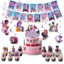 K-Pop Demon Hunter Children's Birthday Themed Party Decoration Banner Cake Topper Accessories
