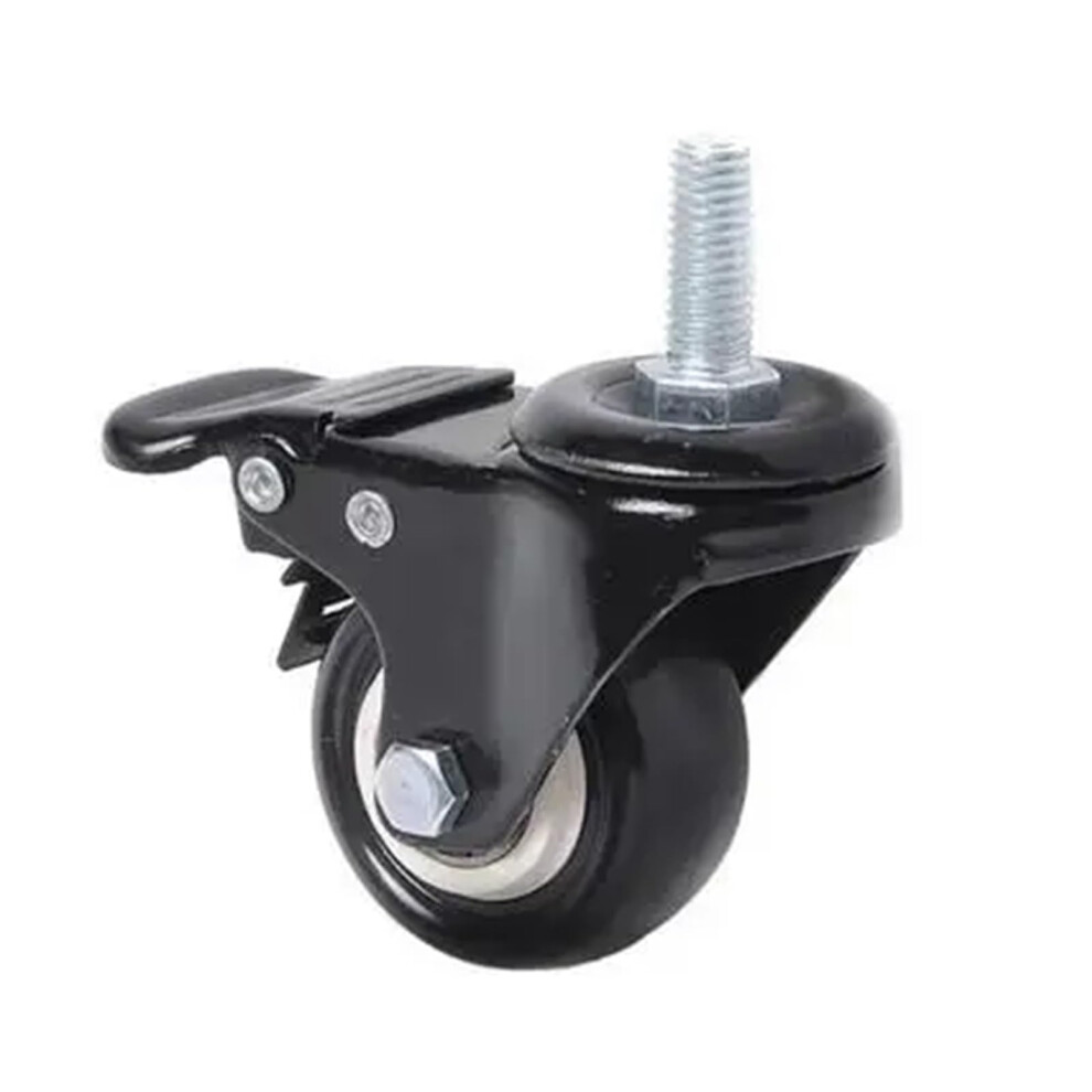 2 Inch Diamond Swivel Wheel With Brake - Black Furniture Caster, M8/M10/M12, Double Bearing Sleeve, 8X25mm, 4 Pcs 9393856766277