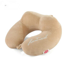 (Brown) U-Shaped Travel Pillow for Neck Support - Soft Memory Foam, Portable Design, Ideal for Airplane and Car Journeys
