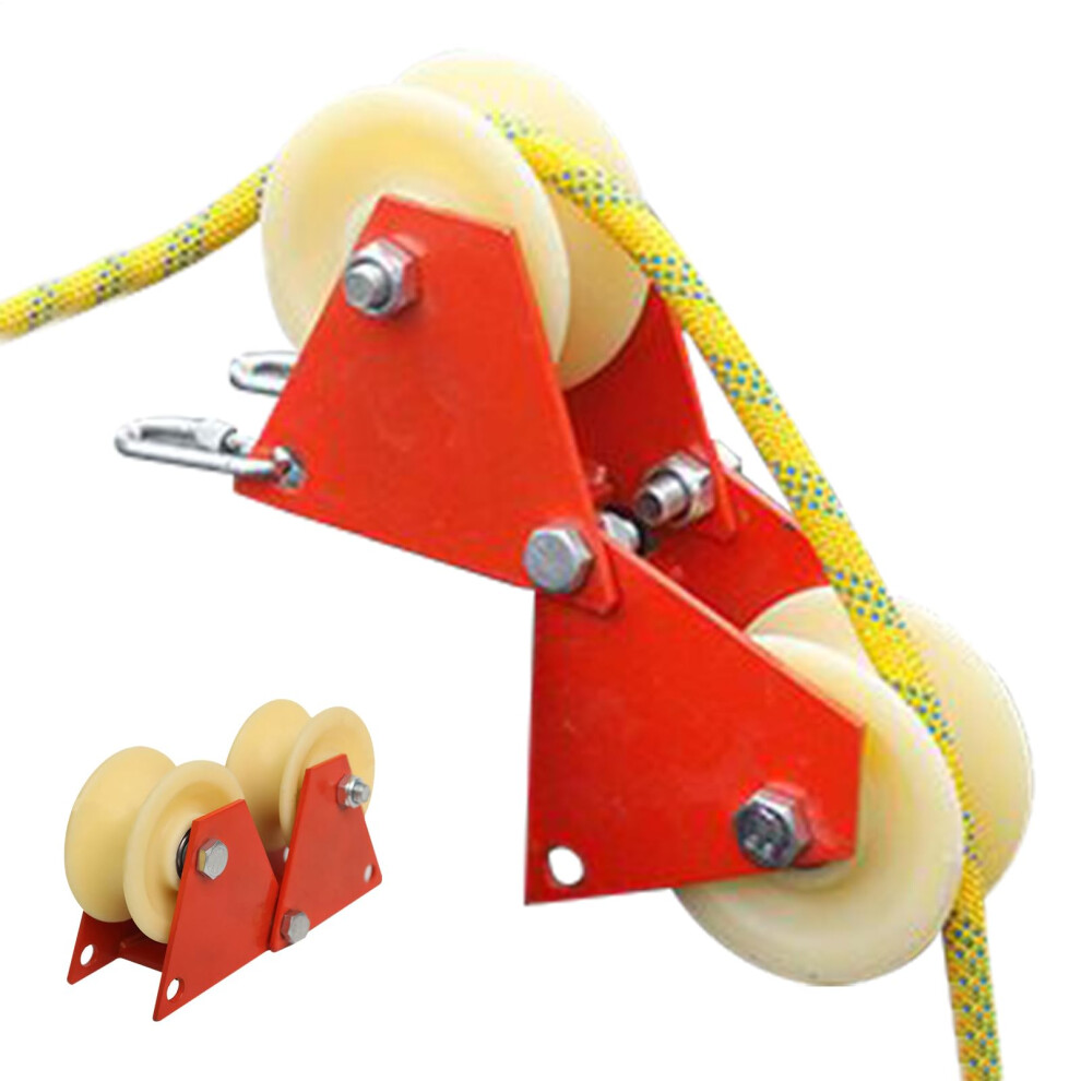 Rope Retract Pulley Foldable Wall Corner Manual Rope Pulley Wheel Labor-Saving Cord Retract Safety Gear Orange Size S 9084446955644