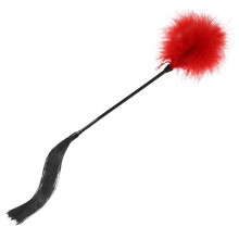 Silicone Horse Riding Whip Soft Feather Tickler Furry Feather Teaser Red Color For Couples Role Play Toy