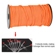 Heavy Duty 100m Fallschirmseil 9-Strang 4mm Orange für Camping & Heimwerkerprojekte