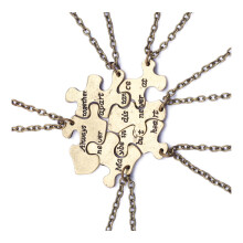 6-teiliges freundschaftsanhänger-set, puzzle-förmige halskette