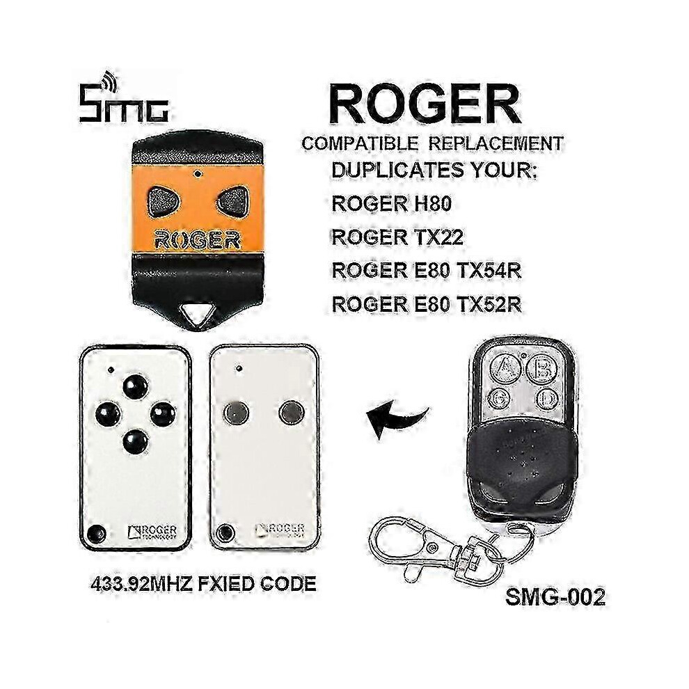 433.92Mhz Roger H80 Tx22 Remote Control Key Duplicator For Gate 6935165372997