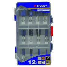 Fraise per router - Tivoly - XT606470002 - Set di 12 Pezzi - Colore Blu - Lame in carburo micrograno