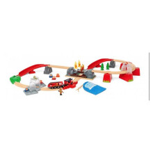 Circuito de trem em madeira - BRIO - 36004 - Som Smart Tech - Tema bombeiro - 14 peças