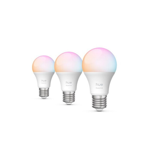 Philips Pacote com 3 lâmpadas - Philips Hue - Essential - E27 - A60 - Luz branca e colorida - 8 W