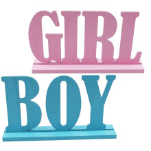 2Pcs Eco-Friendly Wooden Baby Shower Party Decor Gender Reveal Sign