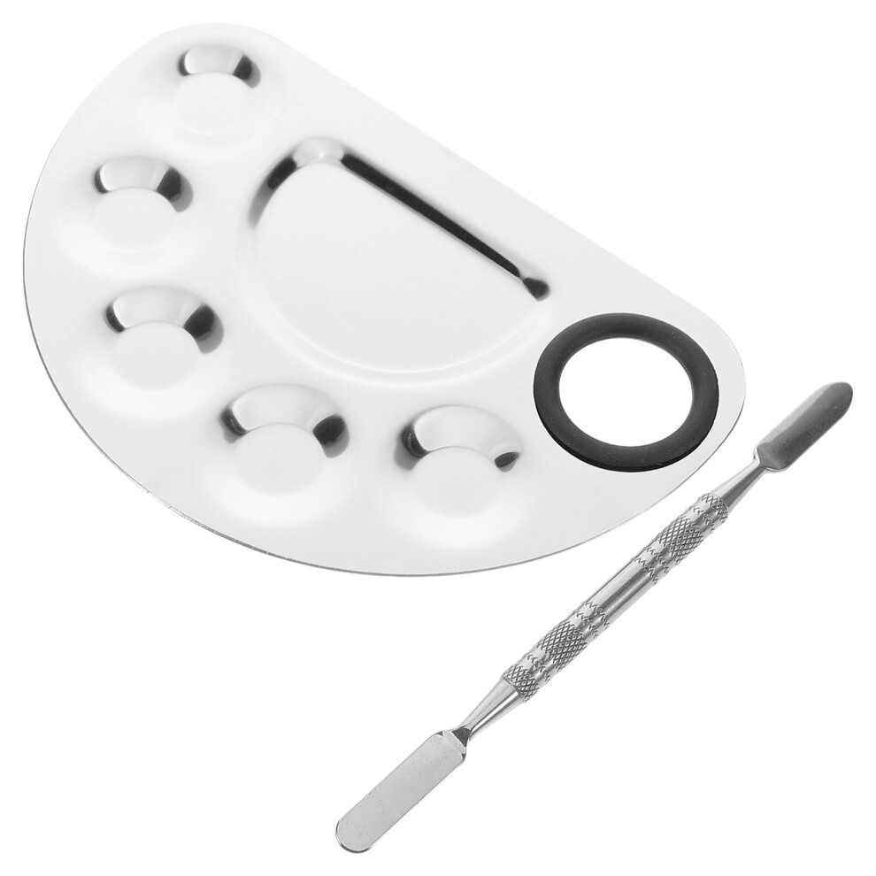 Inoomp Stainless Steel Makeup Palette And Spatula Set For Foundation Nail Art