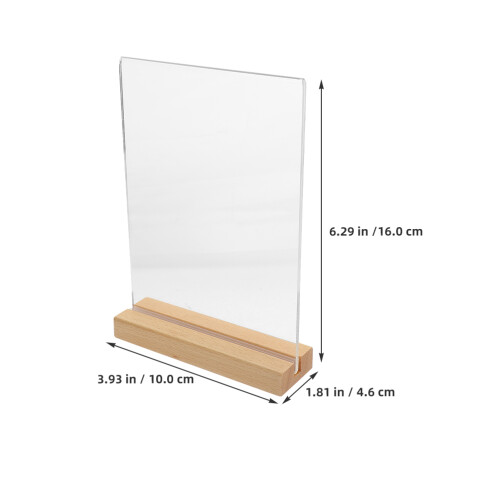 3Stk Transparentes Tischkartenhalter Acryl Menüständer Mit Holzfuß 1