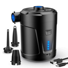 Portable Electric Air Pump For Inflatables 3 Nozzles 350 L/min Black Fast Inflate Deflate Paddling Pool Air Mattress