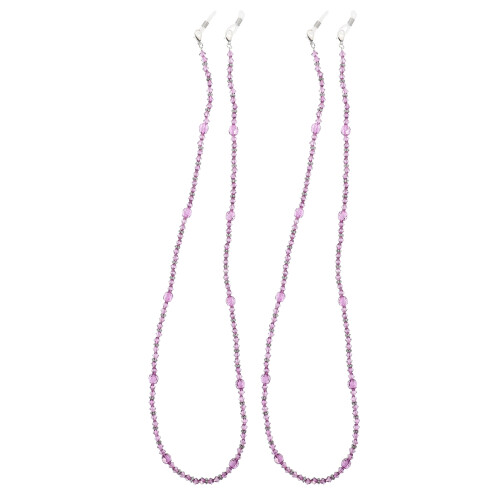 2Pcs Purple Handmade Beading Glasses Chain for Eyeglass Anti-Drop Use