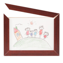Kids Art Display Frame - Changeable Artwork Display, Open Front, 50-Sheet Capacity, Mahogany Finish