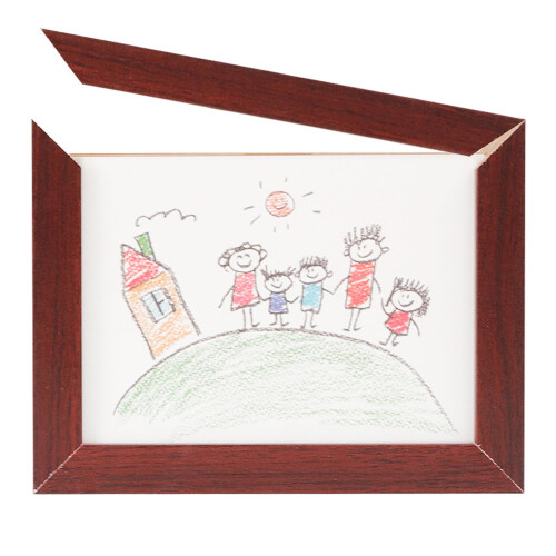 Kids Art Display Frame - Changeable Artwork Display, Open Front, 50-Sheet Capacity, Mahogany Finish