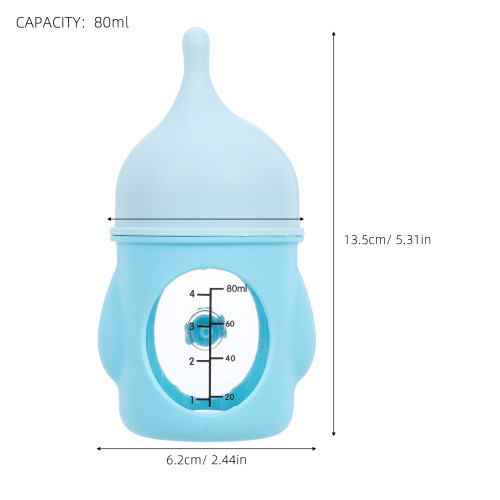 Feeding Bottle, Sky-Blue Silicone, Safe Design For Newborns 1