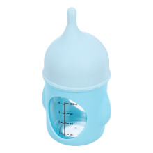 Feeding Bottle, Sky-Blue Silicone, Safe Design For Newborns
