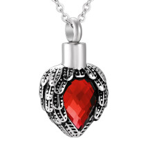 Birthstone With Wings Cremation Jewelry Urn Necklace Heart Keepsake Pendant For Ashes, O Chain, Funnel Fill Kit