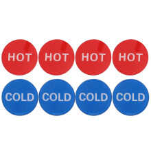 4 paar zelfklevende warm/ -waterlabels rood/ , waterdicht