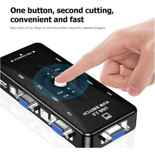 USB 2.0 KVM Switch 4 Port VGA 1920x1440 Shared Keyboard Mouse Printer Pendrive For Laptop TV Projector 1