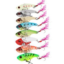 señuelos pesca duros vib metálicos wobble cucharilla 7g con gancho plumoso