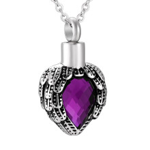 Birthstone With Wings Cremation Jewelry Urn Necklace Heart Memorial Keepsake Pendant For Ashes Funnel Fill Kit O Chain
