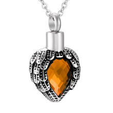 Birthstone With Wings Cremation Jewelry Urn Necklace Heart Memorial Keepsake Pendant For Ashes With Funnel Fill Kit O Chain