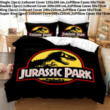 (Style C,King(240x220cm))Ensemble taie d'oreiller housse de couette imprimé numérique motif Jurassic Park literie chambre à coucher