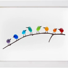 (8pcs) Zeeglas regenboogvogels kristallen steen moderne kunstexpositie voor geschenken vieringen