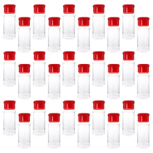 30Pcs Red Plastic Pepper Shakers and Salt Bottles for Spice Storage