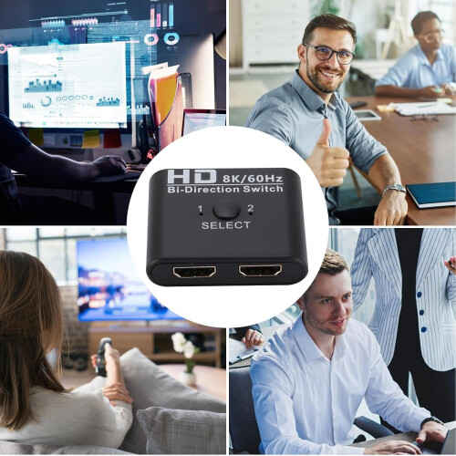Multimedia Interface Switcher HD Two Way 1 Input 2 Output Display Selector for Projectors TVs and Monitors 2