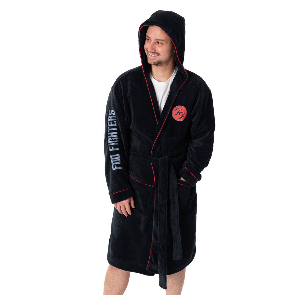 Foo Fighters Men's Black (Medium) Hooded Bathrobe ( )