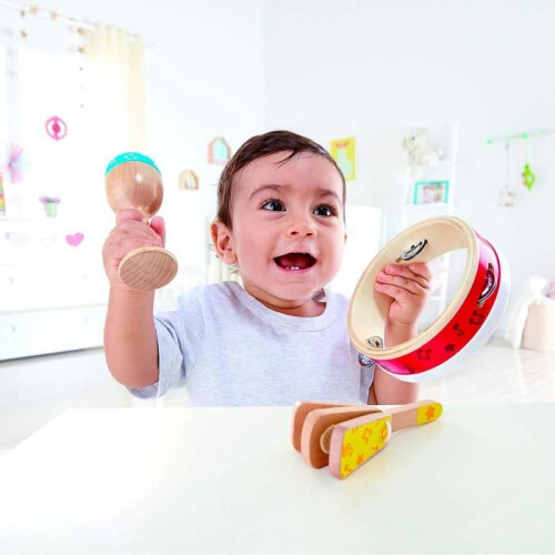 Conjunto de percussão infantil - HAPE - Junior Percale Multicolor - Pandeiro, Maraca, Mailloche 1