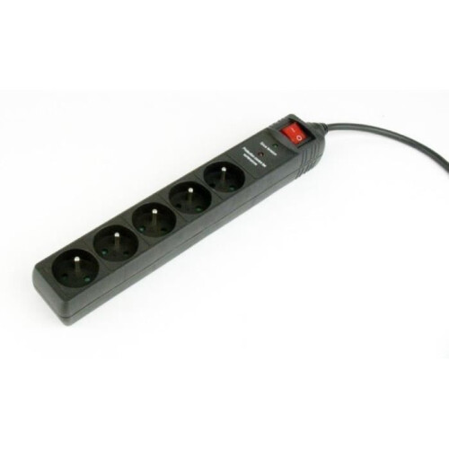 Gembird Surge protector  5 French sockets  3 m  black 1