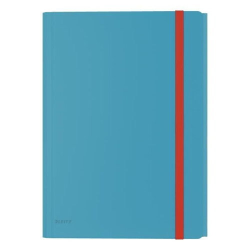 Pasta elástica LEITZ COSY com 3 abas de plástico, formato A4 - azul - Pack de 10