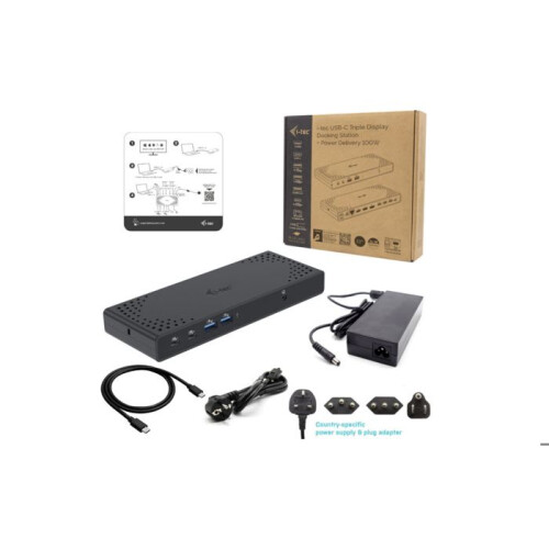 USB-C Dockingstation - I-TEC - Triple Display DS - 3 Monitore 4K - 100W - Schwarz