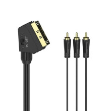 Videokabel - HAMA - 1,5m - Male scart connector - 3 male RCA - Vergulde contacten