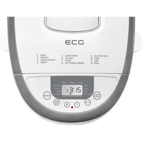 Máquina de pan - ECG - PCB 82120 - Plástico blanco - 12 programas - 750g a 1250g 2