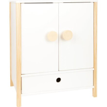 Nuken vaatekaappi tytöille - PIENI JALKA - Valkoinen/beige puu - 40 x 28 cm - 1 laatikko