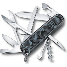 Victorinox Huntsman Swiss Army Knife, Medium, Multi Tool, Camping Knife, 15 Functions, Large Blade, Bottle Opener, Navy Camouflage