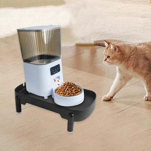 Cat Feeder Support Adjustable Height Compatible With Automatic Home Feeders Black 2