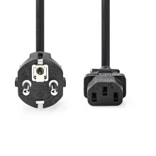Netzkabel | Netzstecker männlich | IEC-320-C13 | gerade | gerade | vernickelt | 3,00 m | rund | PVC | schwarz | Etikett
