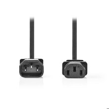 Netzkabel | IEC-320-C14 | IEC-320-C13 | Gerade | Gerade | Vernickelt | 2,00 m | Rund | PVC | Schwarz | Etikett