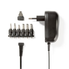Universal nätadapter | 12 W | 3 - 12 V DC | 1,80 m | 2,0 A | 6 Stecker | Svart