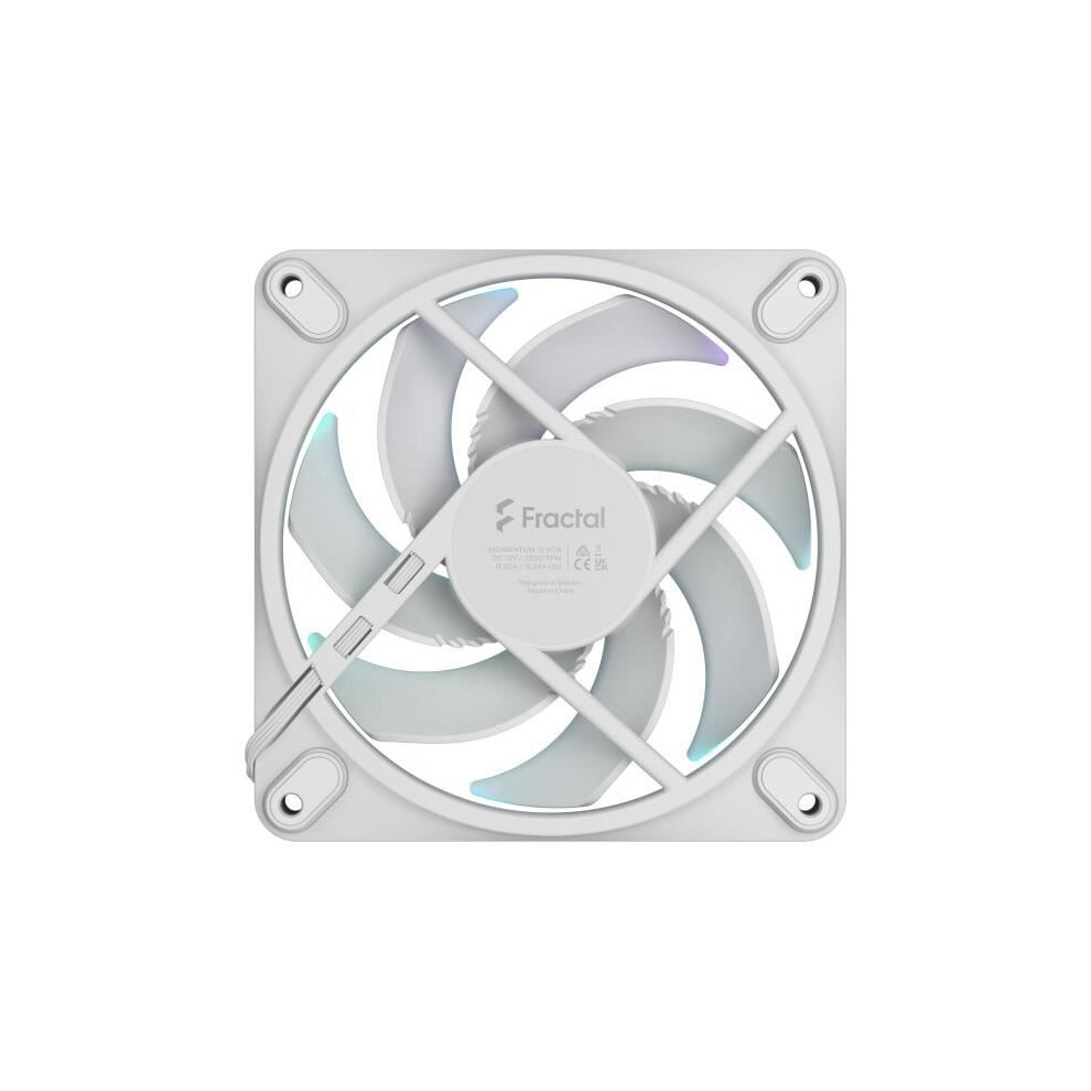 Fractal Design Momentum 12 RGB-Silent PC Case Fan-120 mm-ARGB Gen2-16 LEDs-Liquid Crystal Polymer LCP blades-FDB Fluid Dynamic Bearing - Cooling Performance - Powerful Airflow - Quiet Operation-White - Image 10