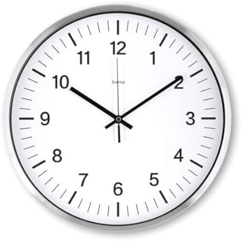 Hama Wandklok - HAMA - Java - Ø 35 cm - Zilver - Radiogestuurd