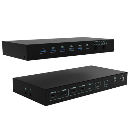 i-tec Dockingstation KVM USB-C Schwarz 3 Geräte Dual Video 92W