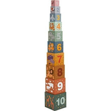 Stapelturm aus Würfeln - SMALL FOOT - 11957 - Tiere und Zahlen - Multicolor - 10 Würfel